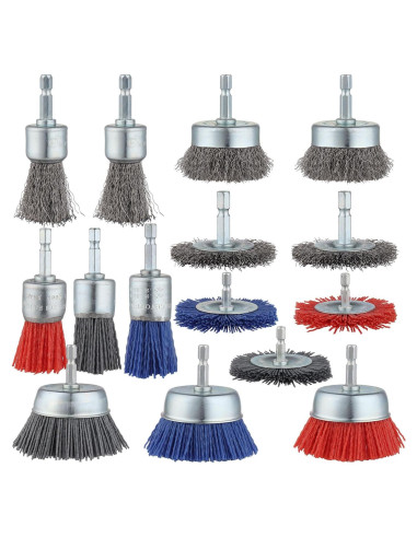 Juego de Cepillos de Alambre Rocaris 15 Piezas para Limpieza