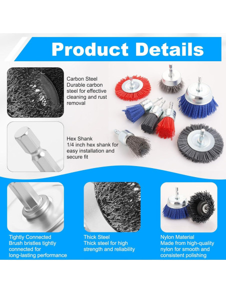 Juego de Cepillos de Alambre Rocaris 15 Piezas para Limpieza