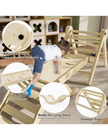 Conjunto Triángulo Pikler 5 en 1 bbgroundgrm Natural