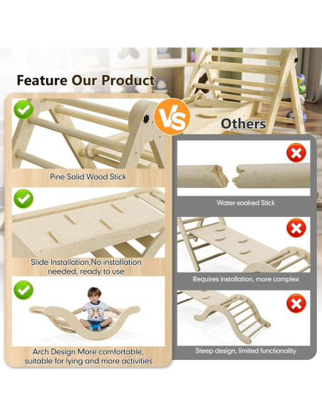 Conjunto Triángulo Pikler 5 en 1 bbgroundgrm Natural