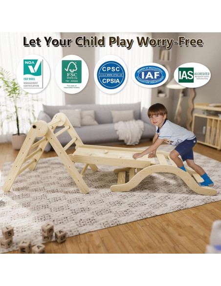 Conjunto Triángulo Pikler 5 en 1 bbgroundgrm Natural