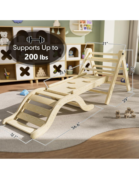 Conjunto Triángulo Pikler 5 en 1 bbgroundgrm Natural