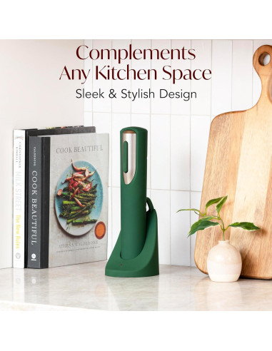 Abridor de Vino Eléctrico Recargable Vin Fresco - Verde y Plata