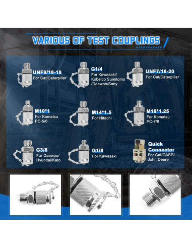 Kit de Manómetros de Presión Hidráulica SINOCMP 3 Manómetros 150 cm