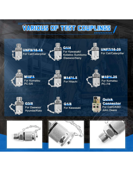 Kit de Manómetros de Presión Hidráulica SINOCMP 3 Manómetros 150 cm