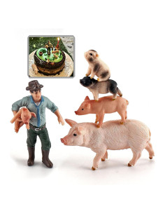 5PCS Figuras de Animales de Granja LC JoyCre Realistas