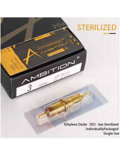 Cartuchos de Agujas de Tatuaje Ambition 14RL 20pcs 0.3mm Desechables 2