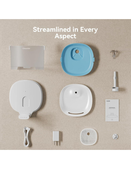 Fuente de Agua para Gatos Cheerble E1 2L Sin Bomba Doble Modo