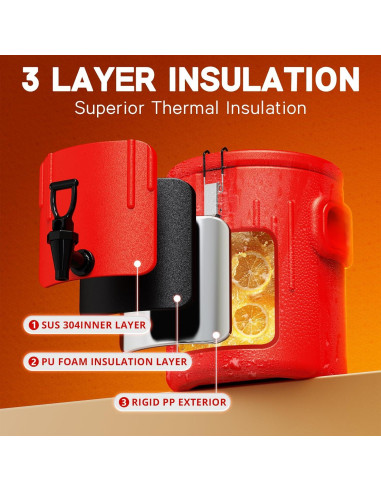 Dispensador de Bebidas Aislado XVEZUA 1.6 Galones Acero Inoxidable