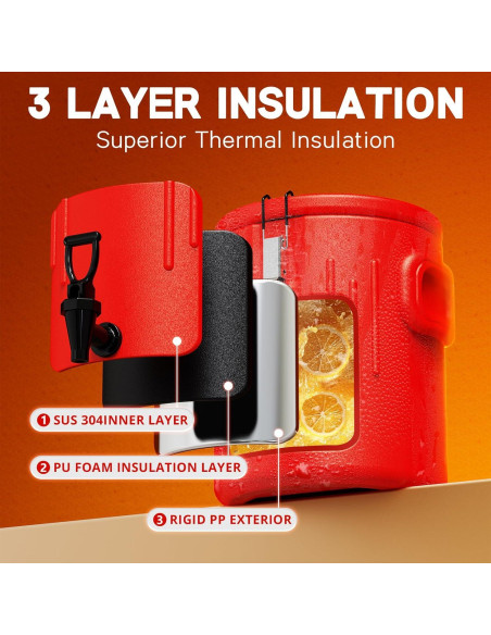 Dispensador de Bebidas Aislado XVEZUA 1.6 Galones Acero Inoxidable