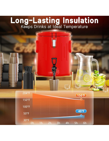 Dispensador de Bebidas Aislado XVEZUA 1.6 Galones Acero Inoxidable