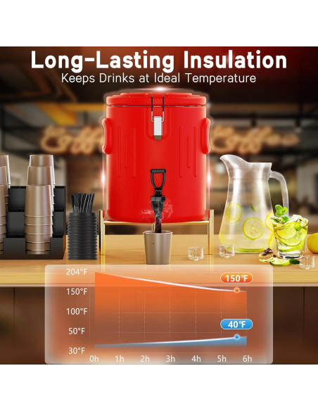 Dispensador de Bebidas Aislado XVEZUA 1.6 Galones Acero Inoxidable