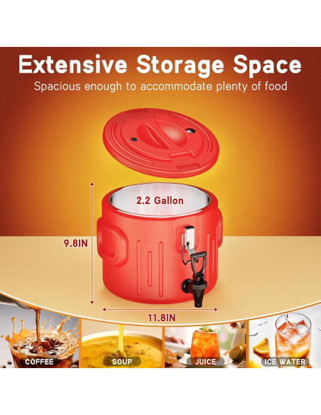 Dispensador de Bebidas Aislado XVEZUA 1.6 Galones Acero Inoxidable