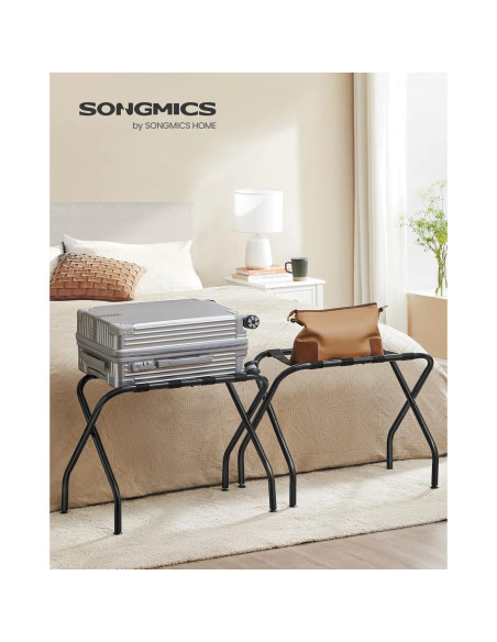 Soporte de Equipaje Plegable SONGMICS, Juego de 2, Negro, 50 kg
