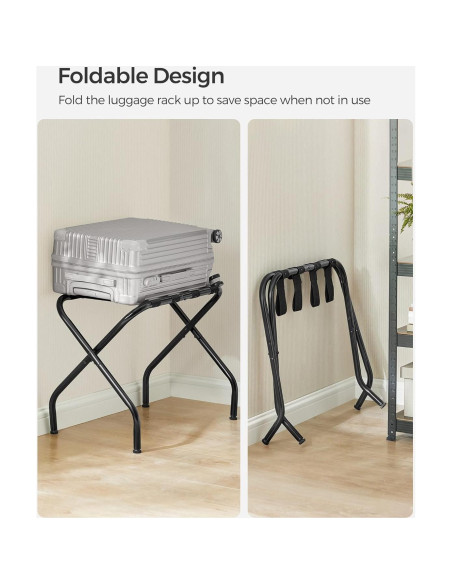 Soporte de Equipaje Plegable SONGMICS, Juego de 2, Negro, 50 kg