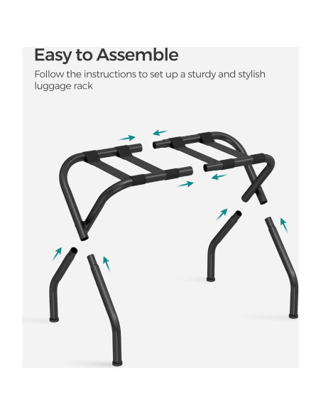 Soporte de Equipaje Plegable SONGMICS, Juego de 2, Negro, 50 kg