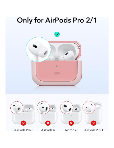 Funda de Protección ESR para AirPods Pro 2 y 1 - Rosa