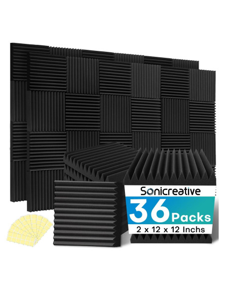 36 Paquetes de Paneles de Espuma Acústica Sonicreative 2"