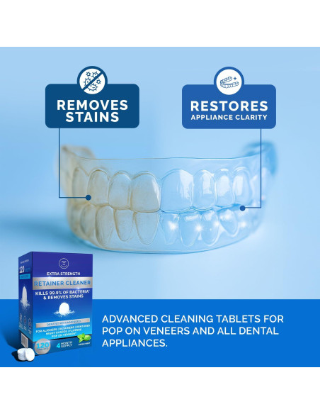 Tabletas Limpiadoras de Retenedores Pop On Veneers - 120 Unidades