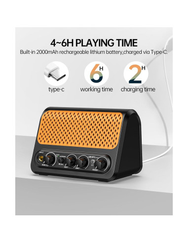 Mini Amplificador de Guitarra LEKATO 10W Portátil Bluetooth