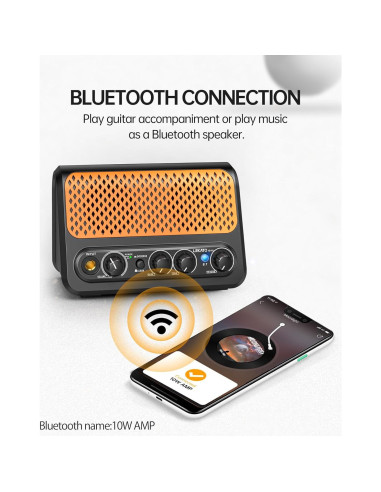 Mini Amplificador de Guitarra LEKATO 10W Portátil Bluetooth