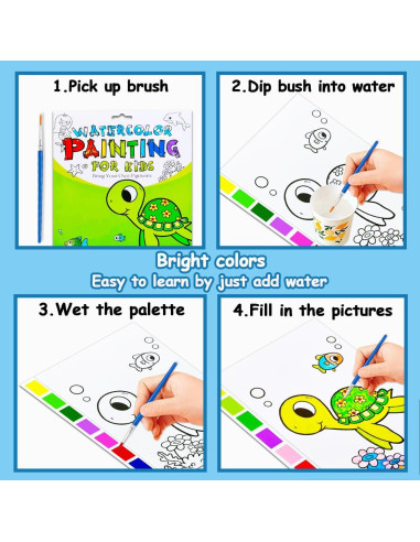 Libro de Colorear Acuarela JZILU - Set de Pintura Mágica