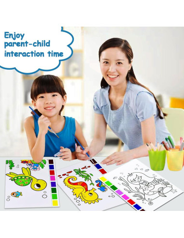 Libro de Colorear Acuarela JZILU - Set de Pintura Mágica