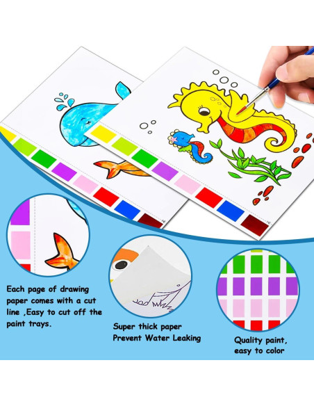 Libro de Colorear Acuarela JZILU - Set de Pintura Mágica