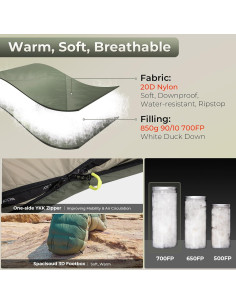 Saco de dormir ATEPA XL 0C plumas ganso momia camping 2