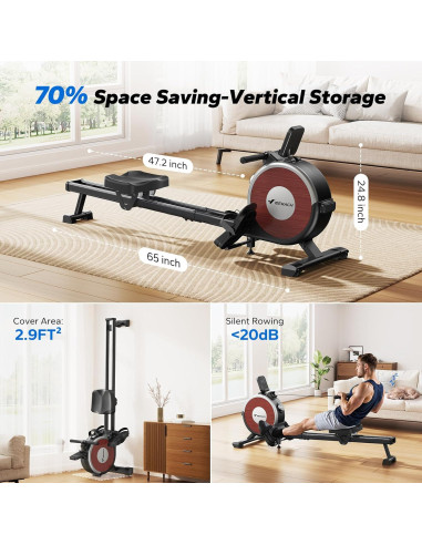 Máquina de Remo MERACH R02B8 Magnética 16 Niveles 159 kg