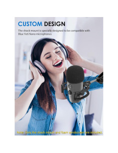 Soporte de choque Borenbuir para micrófono Yeti Nano con filtro pop 2