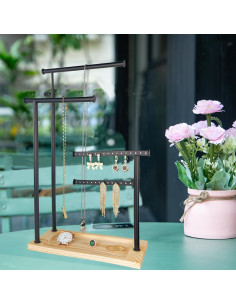 Soporte de Joyería Ajustable Lengnoyp 20 cm Negro 4 Niveles 2