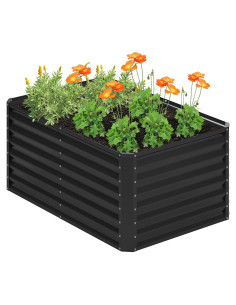 Cama de Jardín Elevada Galvanizada Nedenyou 121.92x60.96x60.96cm Negro