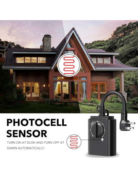 Temporizador de Luz Exterior BN-LINK Fotocélula 2 Paquete 15A