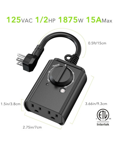 Temporizador de Luz Exterior BN-LINK Fotocélula 2 Paquete 15A