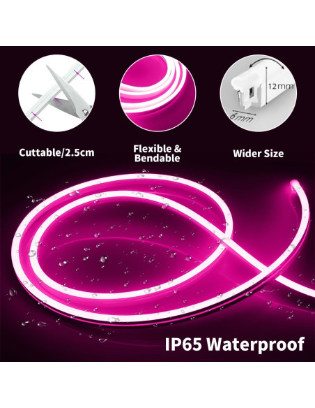 Tira LED Rosa 12V 5m iNextStation, Impermeable y Regulable