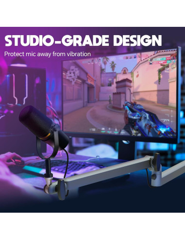 Brazo de Micrófono Ajustable AS17-GRIS para Blue Yeti y Shure