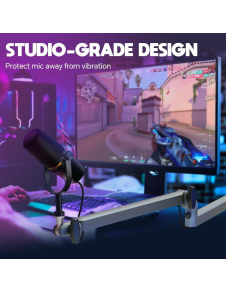 Brazo de Micrófono Ajustable AS17-GRIS para Blue Yeti y Shure