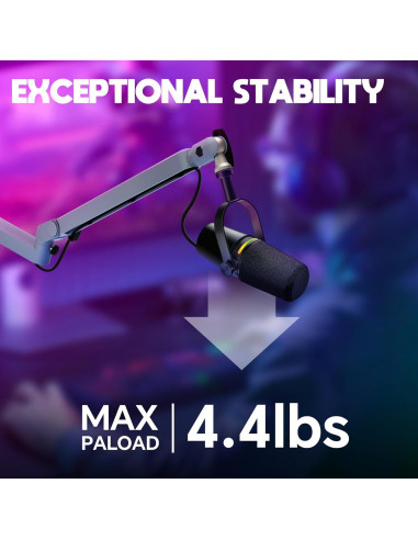 Brazo de Micrófono Ajustable AS17-GRIS para Blue Yeti y Shure