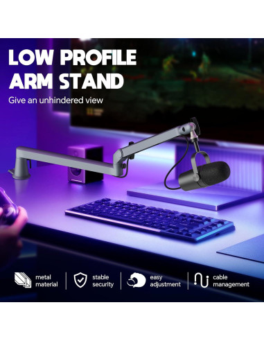 Brazo de Micrófono Ajustable AS17-GRIS para Blue Yeti y Shure