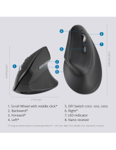 Ratón Inalámbrico Recargable Kensington MY630 EQ Ergonómico 2
