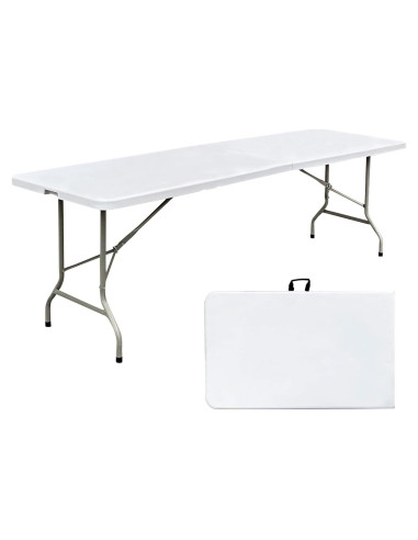 Mesa Plegable 2.44 Metros JingPieCle Blanca Resistente
