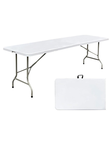 Mesa Plegable 2.44 Metros JingPieCle Blanca Resistente