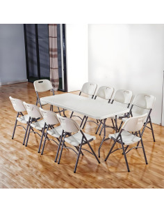 Mesa Plegable 2.44 Metros JingPieCle Blanca Resistente 2