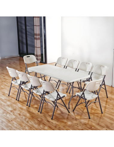 Mesa Plegable 2.44 Metros JingPieCle Blanca Resistente