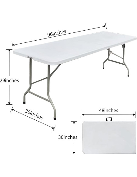 Mesa Plegable 2.44 Metros JingPieCle Blanca Resistente