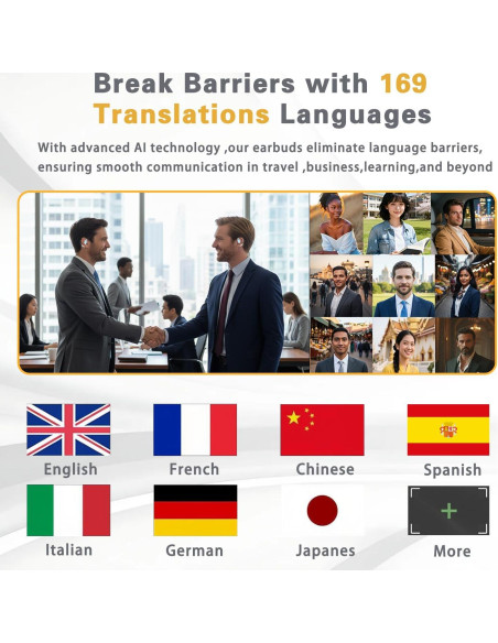 Auriculares Traductores AI Merryking MK004, 169 Idiomas, HD