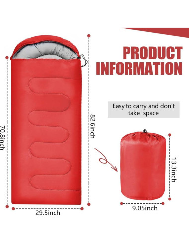Saco de dormir OBTANIM 4 estaciones 210x76cm rojo ligero