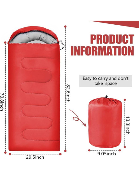 Saco de dormir OBTANIM 4 estaciones 210x76cm rojo ligero
