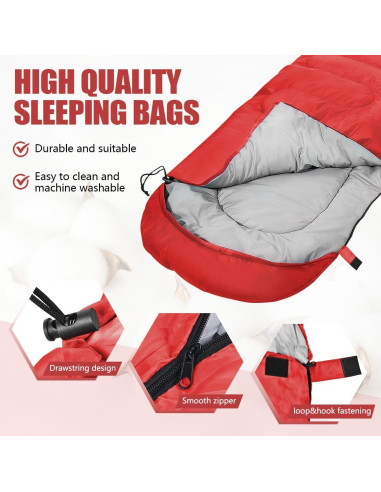 Saco de dormir OBTANIM 4 estaciones 210x76cm rojo ligero